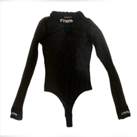Heron Preston Gothic Black Mesh Bodysuit - Picture 8 of 9